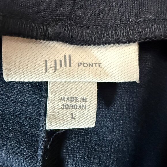 J Jill XL Ponte Wide Leg Pull On Pants Navy Blue Zip Pockets Stretch Knit - Picture 6 of 12